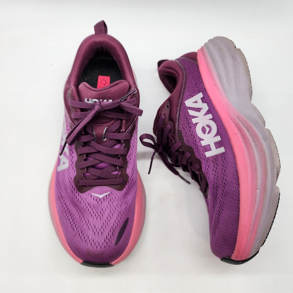 Hoka Bondi 8 Running Sneakers Women's 8B Purple Pink Athletic Shoes